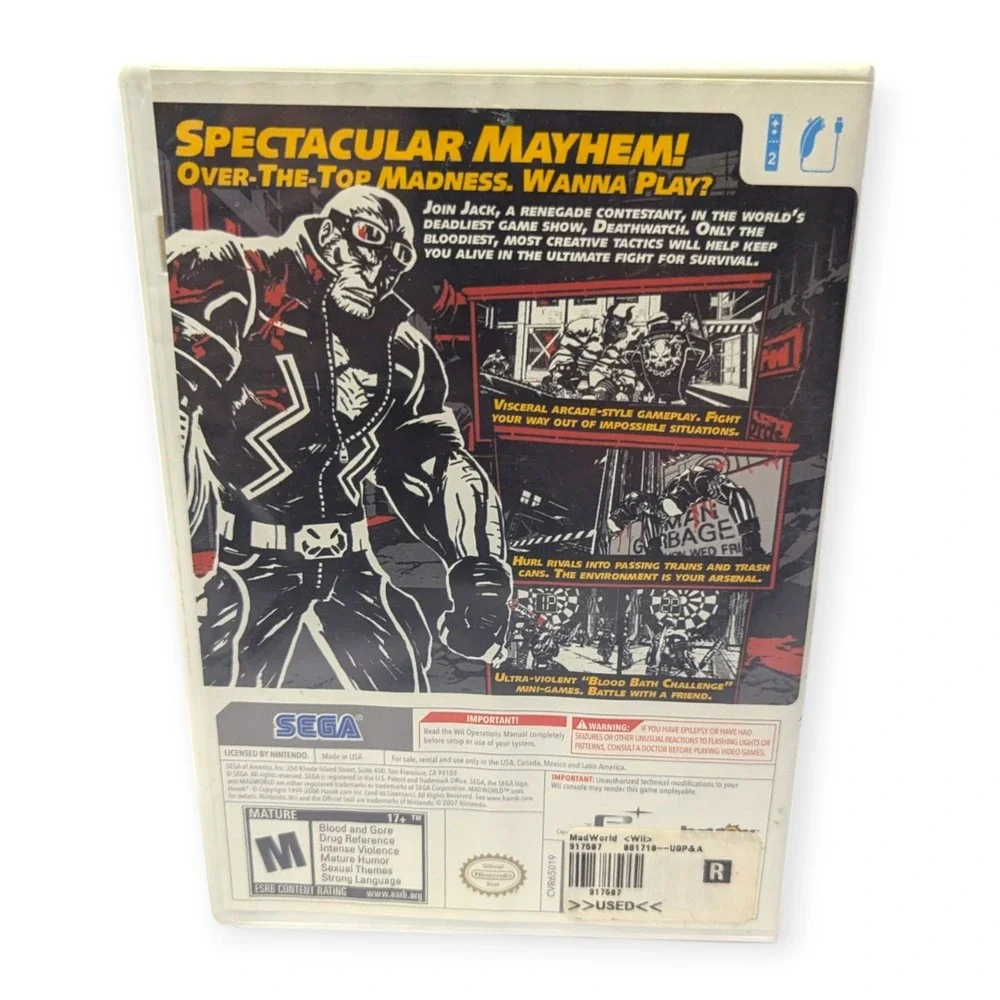 MadWorld Nintendo Wii SEGA Action Game CIB Complete with Manual PlatinumGames
